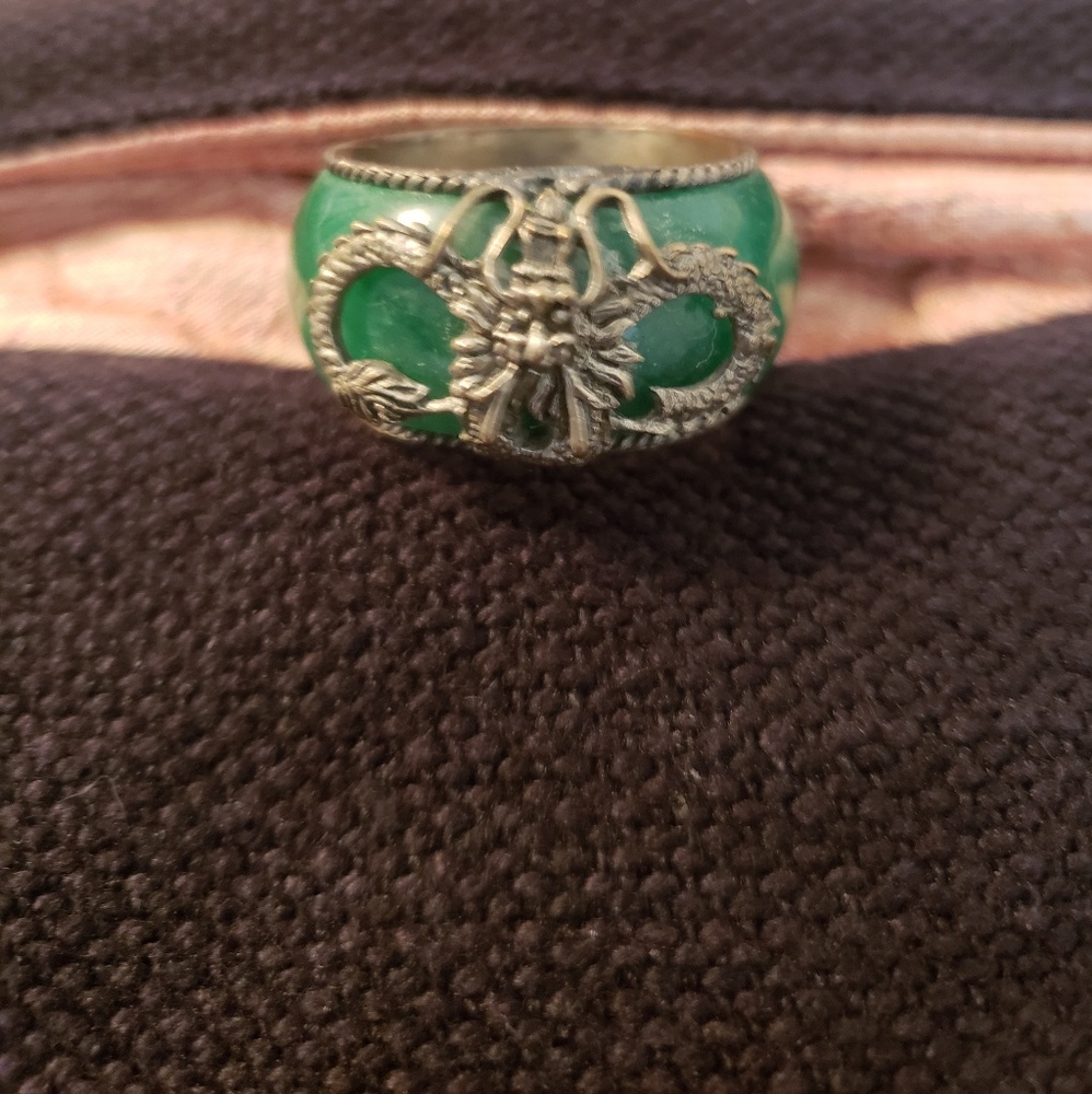 Men's green enamel ring
